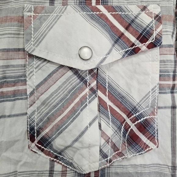 Men's Collared Long Sleeve Embroidered Pearl Snap Shirt Size Medium - Picture 5 of 10